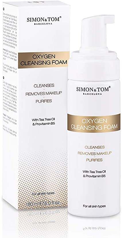 Simon & Tom Gentle Foaming Facial Cleanser, with Vitamin B5 & Tea Tree Oil, Purify Pores, Detox Dirt & Reduce Excess Oil, 180 ml.