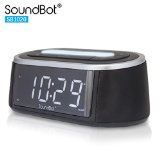 SoundBot SB1020 FM RADIO Bluetooth Wireless Speaker and Dual Alarm Clock for Music Streaming and Hands-Free Talking w FM Tuner 21A USB Charging Output Built-In Mic35mm AUX Line-In LED Night Light