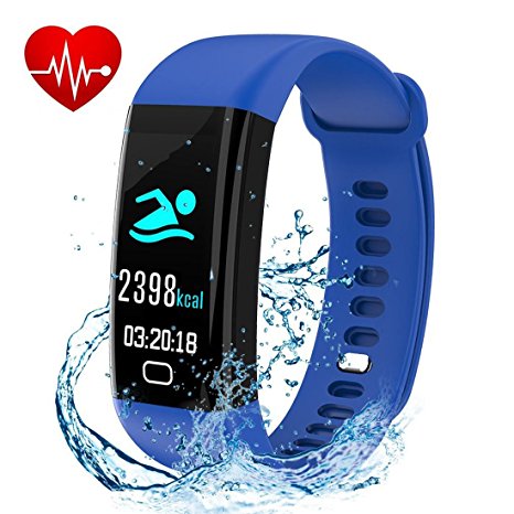 Letuboner Fitness Tracker with Heart Rate Monitor,Color Screen Activity Tracker,IP68 Waterproof Smart Wristband Pedometer