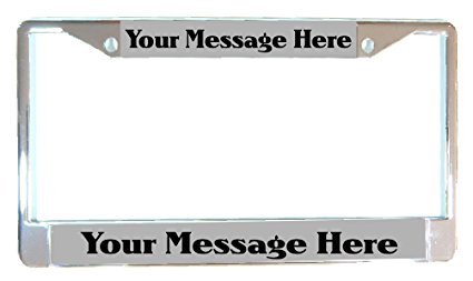 CHROME Personalized Laser Engraved License Plate Frame W/FREE SCREW COVERS *** Customize On Line NOW!