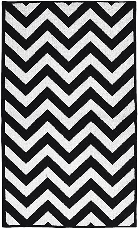 Garland Rug Chevron Area Rug, 5 by 7-Feet, Large, Black/White