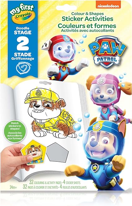 Crayola 80-6806 My First Colour and Shapes Sticker Activities, Paw Patrol, for Toddlers, for Girls and Boys, Gift for Boys and Girls, Kids, Ages 3, 4, 5,6 and Up, Summer Travel, Cottage, Camping, on-the-go, Arts and Crafts, Gifting