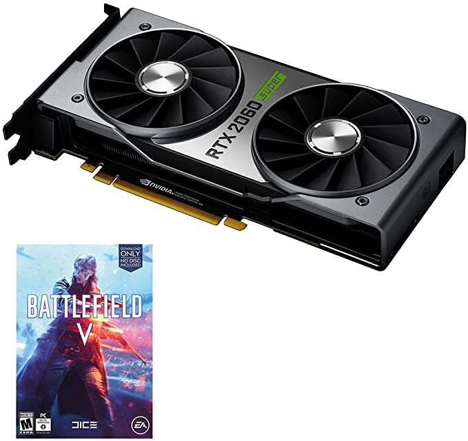 NVIDIA GeForce RTX 2060 Super Founders Edition - 8GB GDDR6 - 2176 Cores - Ray Tracing - DP/HDMI/DVI-DL - VR Ready with Free Battlefield V Code