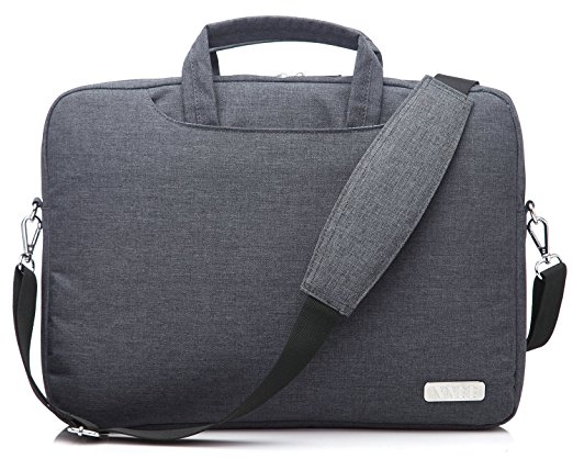 NNEE® 15 15.6 Inch Water Resistance Suit Fabric Laptop / MacBook Multi-functional Briefcase Messenger Bag Computer Travel Carrying Case with Handles & Adjustable Shoulder Strap - Br Gray