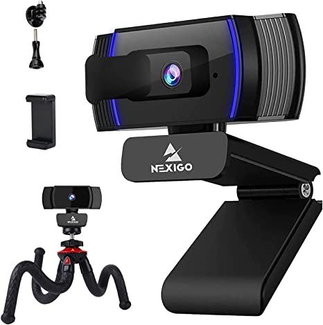 AutoFocus 1080P Webcam with Mini Tripod Kits, N930AF FHD USB Web Camera with Privacy Cover, Extendable Tripod Stand, for Zoom/Skype/Teams Online Teaching, Laptop MAC PC Desktop