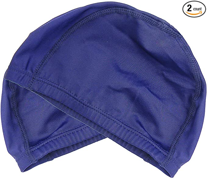 Quality Yes 2PCS Dark Blue Color Superior Cloth Fabric Bathing Cap Swimming Cap