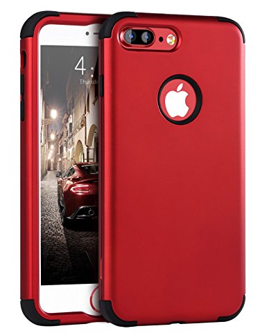 iPhone 7 Plus Case, iPhone 7 Plus Case Red, BENTOBEN Shockproof 3 in 1 Slim [Hard PC   Soft Silicone] Hybrid Impact Resistant Full-Body Protective Cover Case for iPhone 7 Plus (5.5 inch), Red