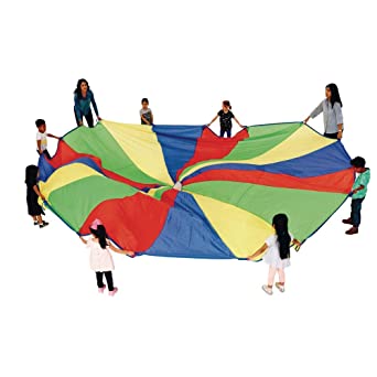 Excellerations Brawny Tough 20-Foot Rainbow Play Parachute for Kids with 16 Handles, Kids Toy (Item # P20)