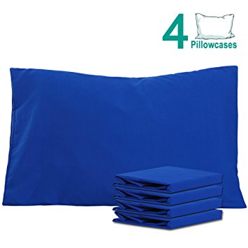 NTBAY 100% Brushed Microfiber Pillowcases Set of 4, Soft and Cozy, Wrinkle, Fade, Stain Resistant, 20"x 30", Navy Blue