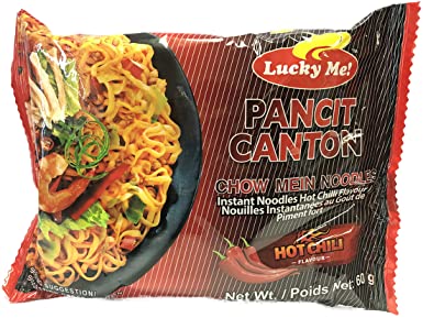 Lucky Me PANCIT Canton HOT Chili Instant Noodles, 72 × 60 Gram, Light Yellow