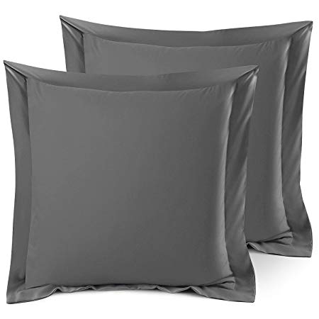 Nestl Bedding Soft Pillow Shams Set of 2 - Double Brushed Microfiber Hypoallergenic Pillow Covers - Hotel Collection Premium Bed Pillow Cases, Euro 26"x26" - Gray