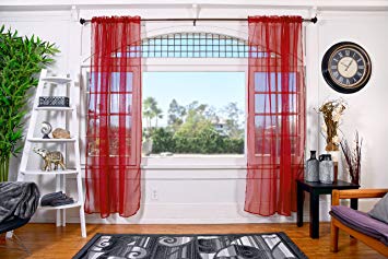 All American Collection Doli Sheer Curtains | Two 54" x 84" Panels (Red Wine)