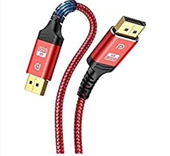 DisplayPort Cable 2m（red）, Snowkids 4K DisplayPort to DisplayPort 1.2 Cable[4K@60Hz, 2K@165Hz, 2K@144Hz], 1.2 DP to DP Cable Gold-Plated Nylon Braided High Speed cord for Laptop,PC,Gaming Monitor,TV