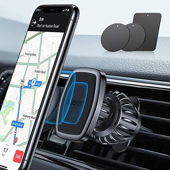 LISEN Magnetic Phone Car Mount,[UPGRADED CLIP] Phone Holder for Car [6 STRONG MAGNETS] Car Phone Holder [CASE Friendly] Air Vent Phone Holder 360° Rotation phone car holder for All Smartphones