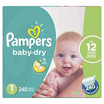 Pampers Baby Dry Disposable Diapers Size 1, Economy Pack Plus, 240 Count