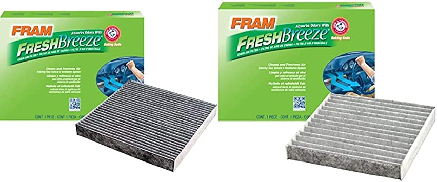 Fram CF10134 Fresh Breeze Cabin Air Filter with Arm & Hammer Baking Soda & Fresh Breeze Cabin Air Filter CF10285 with Arm & Hammer Baking Soda, for Select Lexus, Pontiac, Scion