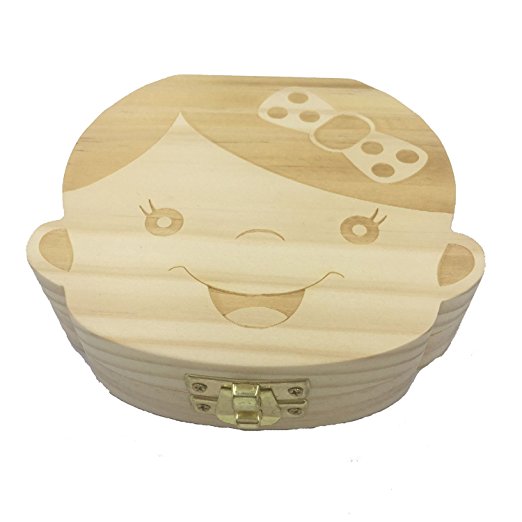 MEITK Wooden Baby Tooth Box - English Version (Girl)
