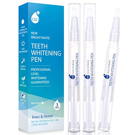 Teeth Whitening Pen [3 Pens] - Made in The USA - Removes Years of Stains Caused by Coffee, Wine, Smoking- Travel-Friendly
