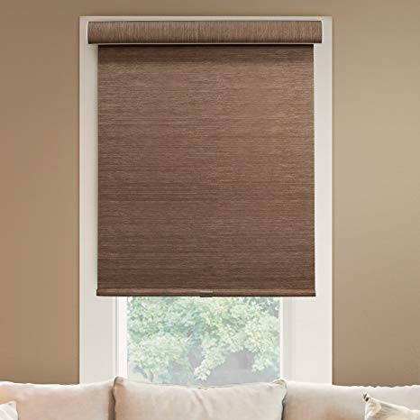 CHICOLOGY Deluxe Free-Stop Cordless Roller Shades No No Tug Privacy Window Blind, 23" W X 72" H, Felton Truffle (Privacy & Natural Woven)