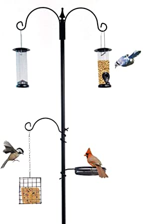 Nature's Rhythm Deluxe Bird Feeding Station Bird Feeders for Outside - Multi Feeder Pole Stand Kit with 3 Bird Feeders