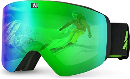 Ski Goggles, Ski Snowboard Snow Goggles, 100% UV400 Protection Anti Fog Over Glasses Pro Snowboard Goggles for Women & Man