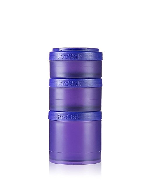 BlenderBottle ProStak Twist n' Lock Storage Jars Expansion 3-Pak with Pill Tray, Purple