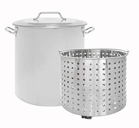 CONCORD Stainless Steel Stock Pot w/Steamer Basket. Cookware great for boiling and steaming (100 Quart)