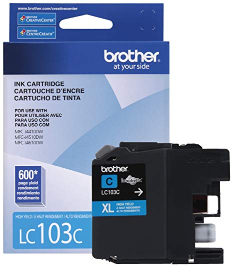 Brother Printer LC103C High Yield Cartridge Ink, Cyan