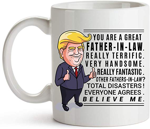 YouNique Designs Father in Law Coffee Mug, 11 Ounces, Funny Trump Mug, Father-in-law Cup from Daughter in Law