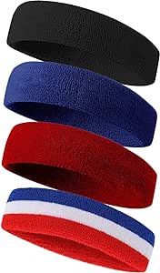 Tanluhu Sweatbands Sport Headbands for Men & Women,Terry Cloth Sweat Band for Tennis, Running, Basketball, Working Out, Execise - Athletic Sweat Cotton Headband Outdoor