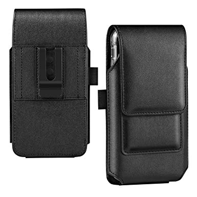 BECPLT Galaxy S9 Holster Case, Galaxy S10 Belt Clip Case, Leather Belt Holster Pouch Case with Card Holder for Samsung Galaxy S10 Galaxy S8/S7 Edge/LG K30/ Google Pixel 3 (Fit w/Thin Case on) (Black)