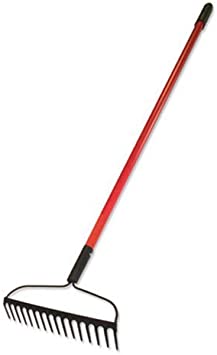 Bully Tools 92309 12-Gauge 16-Inch Bow Rake with Fiberglass Handle and 16 Steel Tines, 58-Inch (Limited Edition)