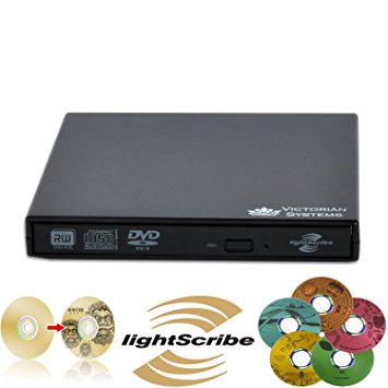 New USB 2.0 External DVD RW CD RW LIGHTSCRIBE Burner label Flash Drive For Netbook / PC / Laptop / and Mac - Victorian Systems®