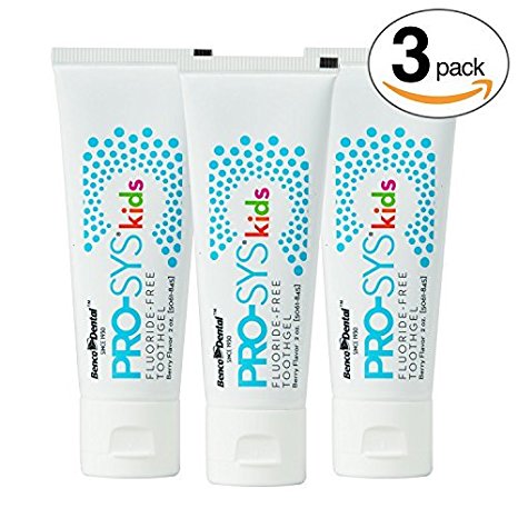 PRO-SYS Kids Fluoride Free Berry Toothpaste Toothgel – Dentist Recommended - ADA Accepted (3 Pack)