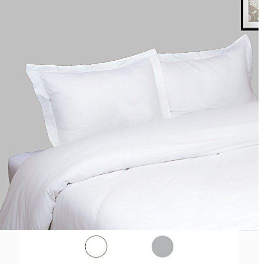 O2 Full / Queen Duvet Cover Set – 400 TC 100% Cotton – 3 PC Solid White with Zipper Closure and 4 Corner Ties - 1 Duvet / Comforter Cover and 2 Shams - Premium, Hyperallergenic, UltraSoft