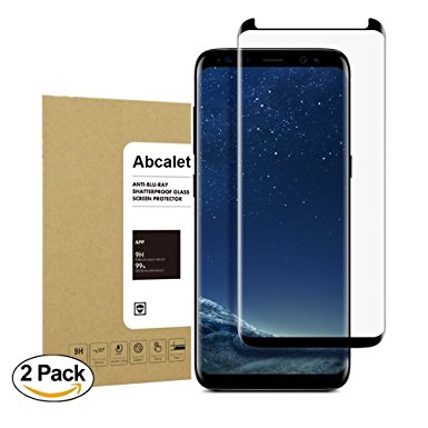 Galaxy S8 3D Curved Tempered Screen Protector,Abcalet [Full Coverage] [Bubble-Free][Anti-Scratch] HD Clear Film Screen Protector for Samsung Galaxy S8 Black