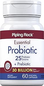 Piping Rock Essential Prebiotic & Probiotic for Men & Women | 60 Capsules | 30 Billion Active Organisms | Once Daily Vegetarian Supplement