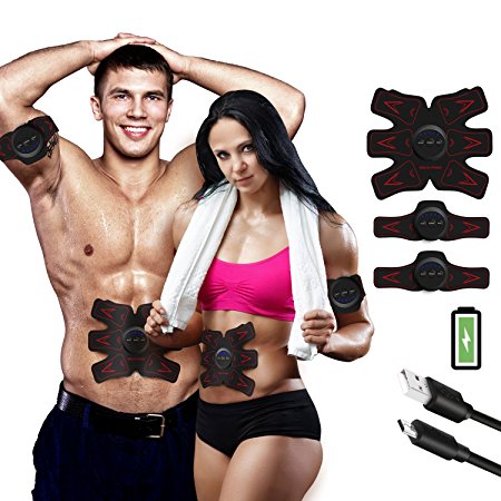 Subok ABS STIMULATOR Rechargeable Abdominal Muscle Toner Trainer - Portable Toning Belt Ultimate AB Stimulator for Men & Women