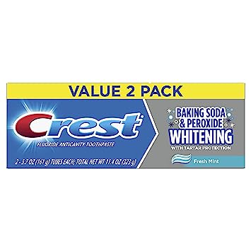 Crest Cavity & Tartar Protection Toothpaste, Whitening Baking Soda & Peroxide,5.7 Ounce (Pack of 2)