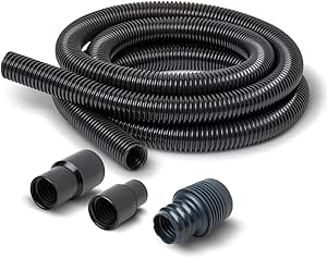 POWERTEC 70356 10 ft. Vacuum Hose Dust Collection Kit for Woodworking Power Tools, Wet/Dry Work Shop Vacuums, Miter Saw and Table Saw