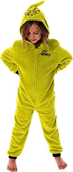 Dr. Seuss Kids The Grinch Hooded Union Suit Sleeper Pajamas