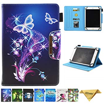 JZCreater 9.5-10.5 inch Tablet Universal Case, Synthetic Leather Case Cover for iPad Air,New iPad 5th/6th Gen, Samsung Galaxy Tab A 10.1/Tab E 9.6 and More 9.5-10.5inch Tablet, Purple Butterfly