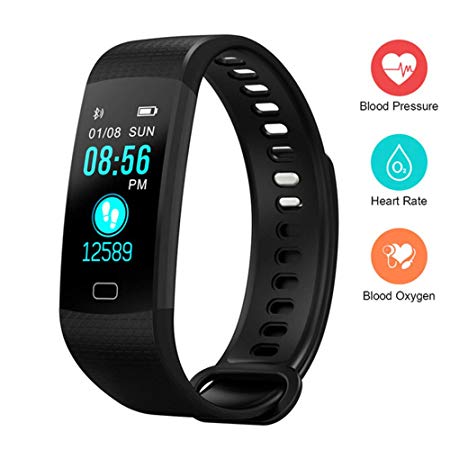 Fitness Tracker HR Color Screen Activity Tracker Watch with Blood Pressure Monitor, IP67 Waterproof Heart Rate Sleep Monitor, Calorie Pedometer for Kids and Women Men