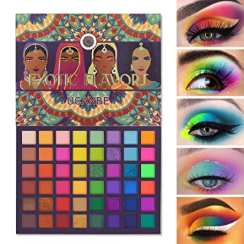 UCANBE EXOTIC FLAVORS Neon Eyeshadow Makeup Palette - 48 Colorful High Pigmented - Rainbow Matte Shimmer Glitter Eye Shadow Make Up Pallet Gift Set