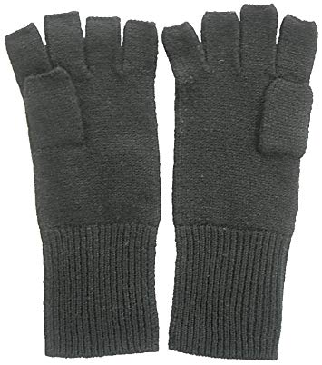 Black Pure 100% Cashmere Fingerless Half Finger Gloves