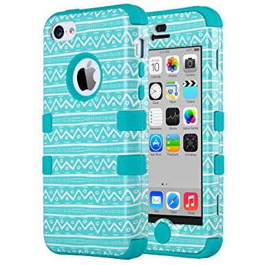 iPhone 5C Case, ULAK 3in1 Anti Scratches iPhone 5C Case Hybrid with Soft Flexible Inner Silicone Skin Protective Case Cover for Apple iPhone 5C Zigzag   Blue