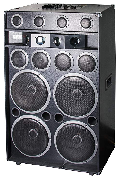 QFX SBX-412401BTS Bluetooth Cabinet Speaker with Disco Light & Fog Machine