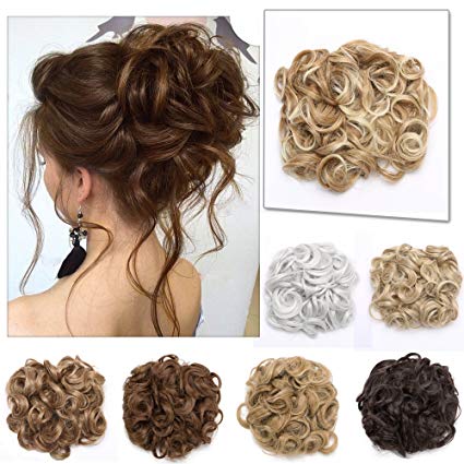 Elailite Curly Combs Hair Bun Extensions Stretch Chignon Updo Hairpiece Versatile Hair Band Highlight