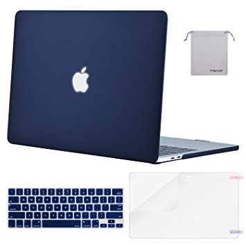 Mosiso MacBook Pro 13 Case 2017 & 2016 Release A1706/A1708, Plastic Hard Case Shell with Keyboard Cover with Screen Protector with Storage Bag for Newest MacBook Pro 13 Inch, Navy Blue