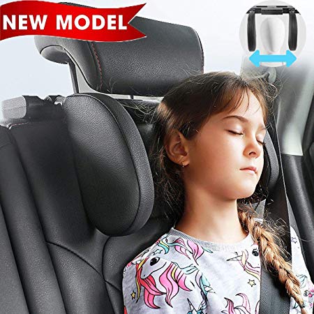 Car Seat Headrest Pillow,Head Neck Support Detachable,Premium seat held Pillow, 180 Degree Adjustable Both Sides Travel Sleeping Cushion for Kids Adults (Black)